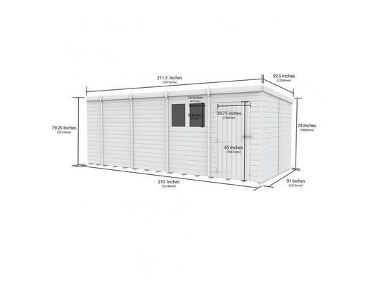 18 x 8 Pent Shed (Single Door, No Windows) - view 2