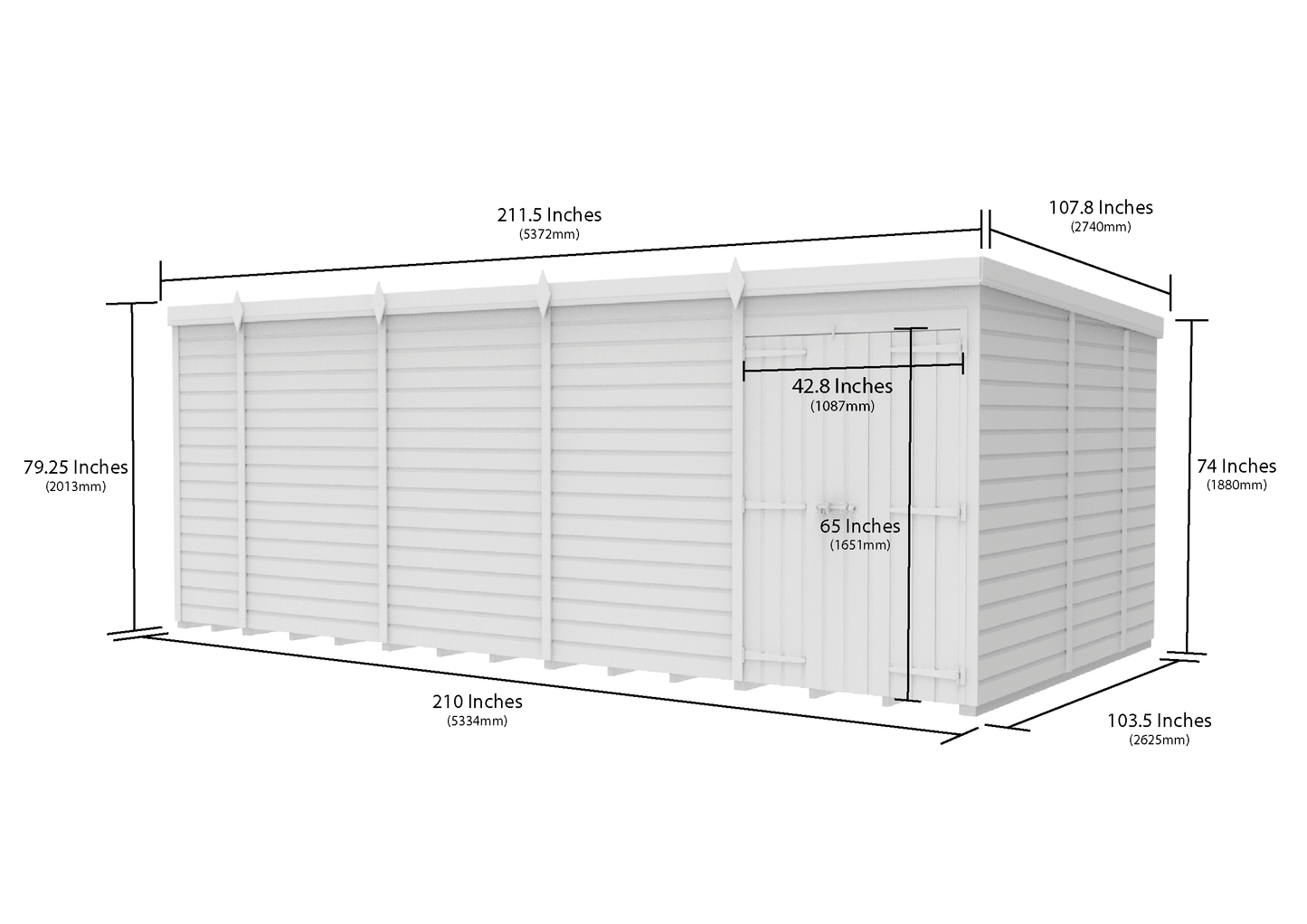 18 x 9 Pent Shed (Double Door, No Windows) - view 6