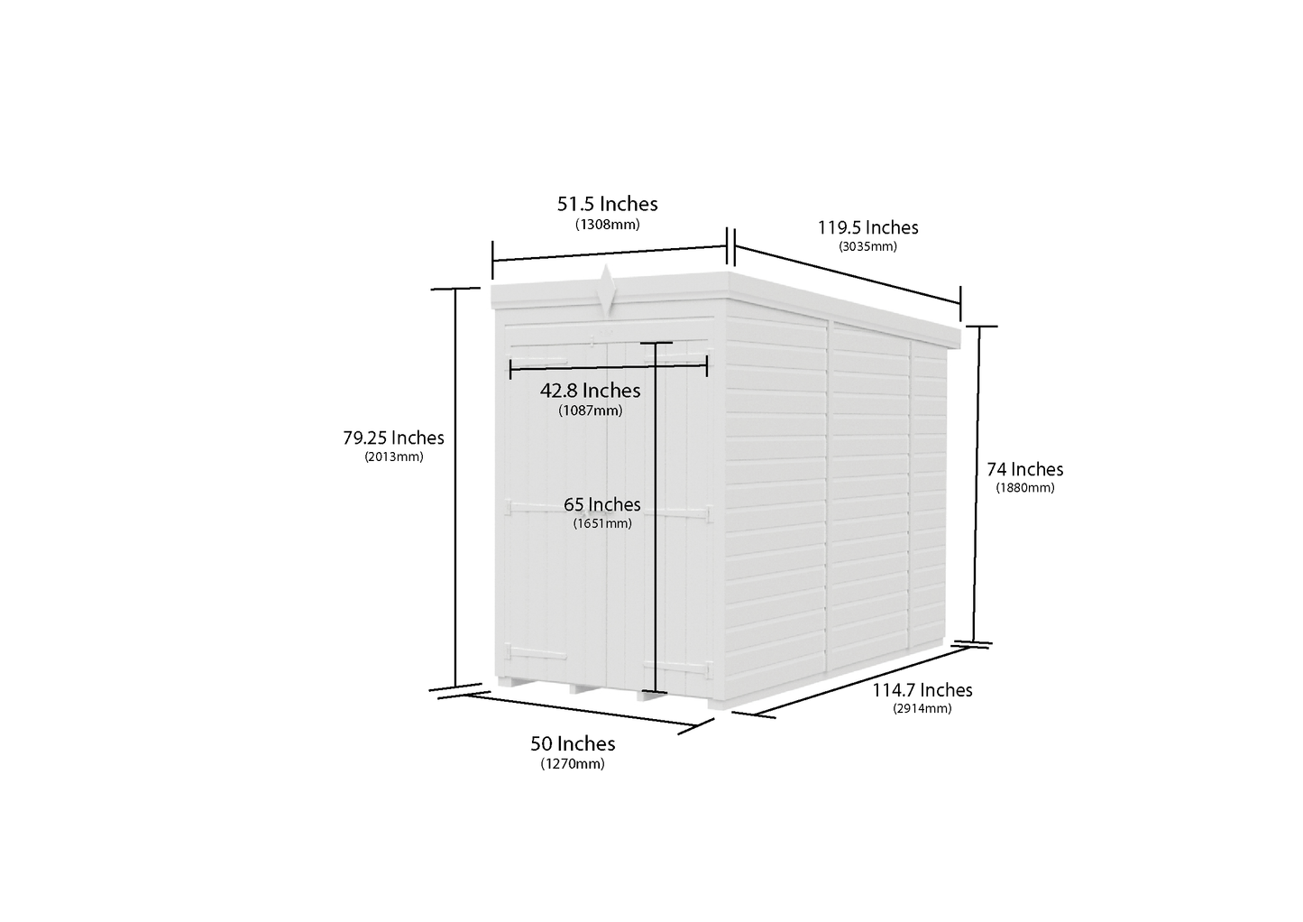 4 x 10 Pent Shed (Double Door, No Windows) - view 6