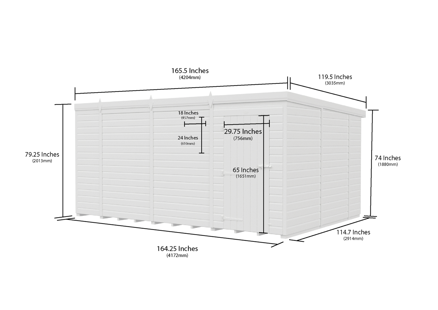 14 x 10 Pent Shed (Single Door, No Windows) - view 6