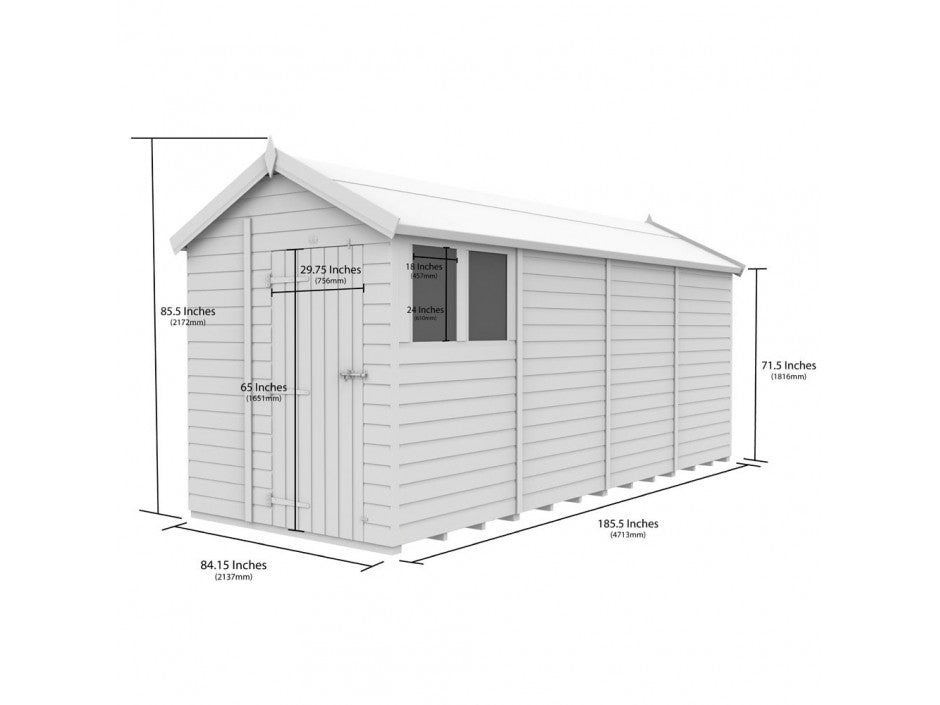 7 x 16 Apex Shed (Double Door, With Windows) - view 6