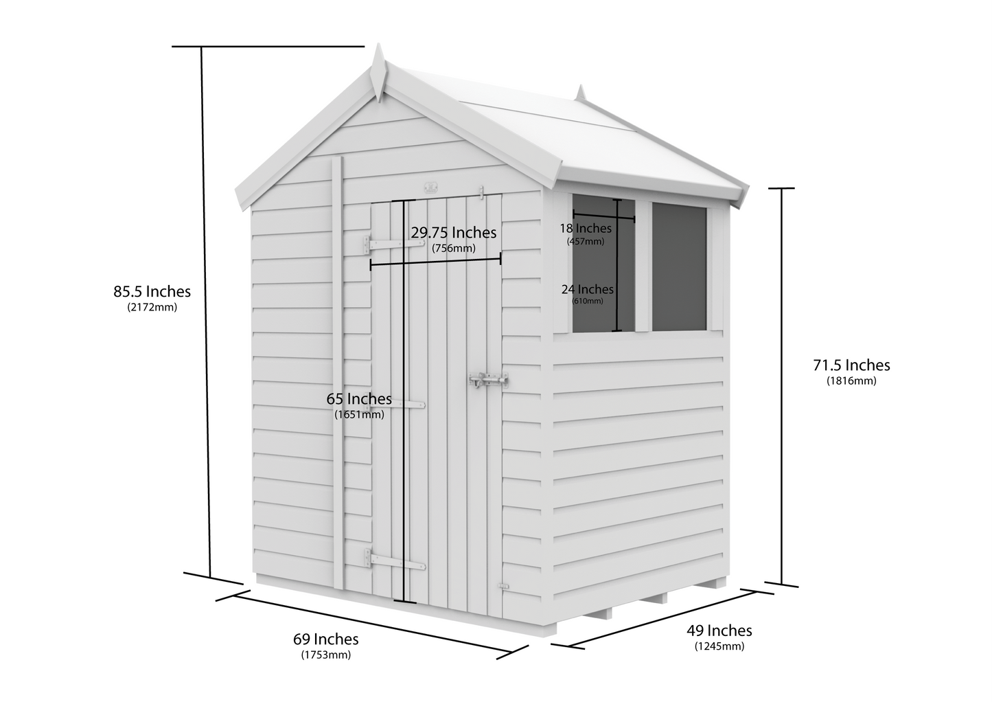 6 x 4 Apex Shed (Single Door, No Windows) - view 6