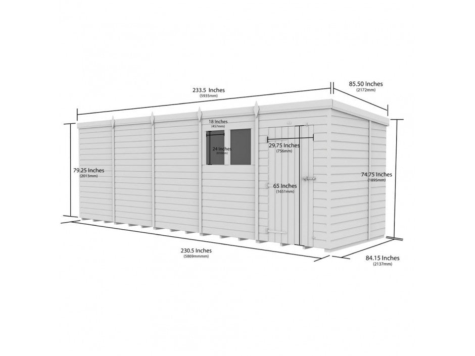 20 x 7 Pent Shed (Single Door, No Windows) - view 6
