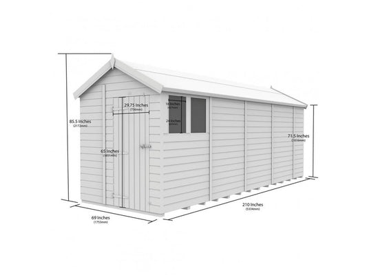 6 x 18 Apex Shed (Single Door, No Windows) - view 3