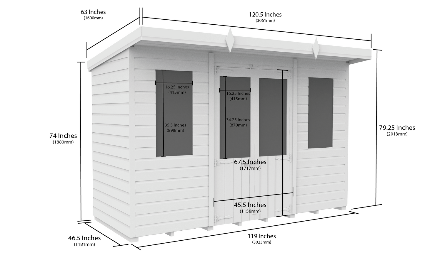 10 x 4 Pent Summer House - Pent Summer House