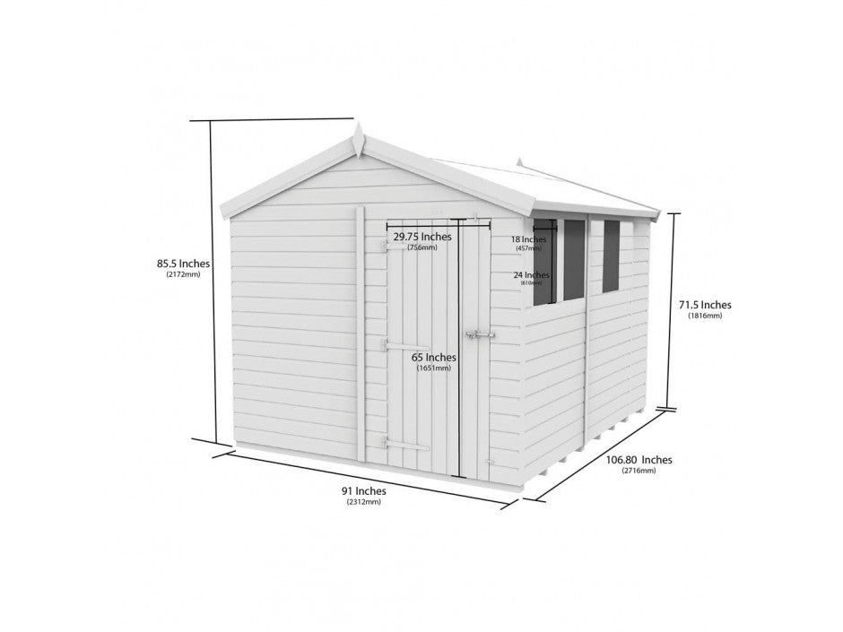 8 x 9 Apex Shed (Double Door, No Windows) - view 6
