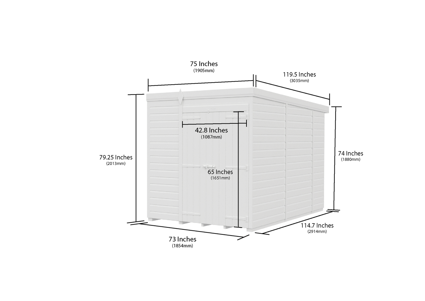 6 x 10 Pent Shed (Double Door, No Windows) - view 6