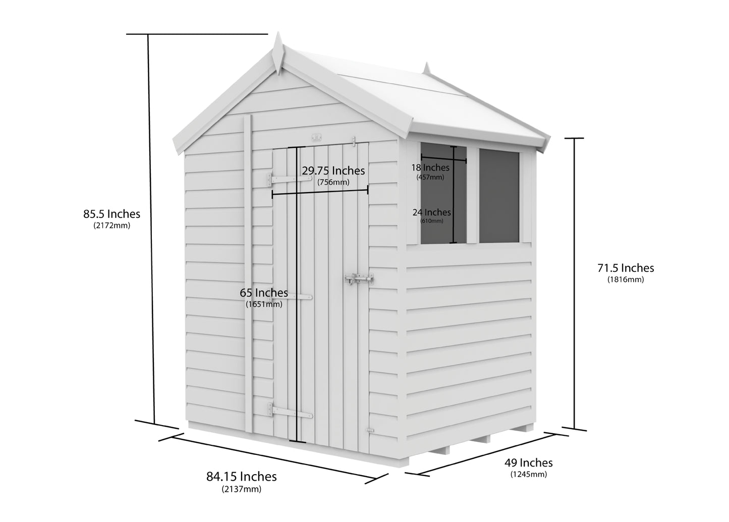 7 x 4 Apex Shed (Single Door, No Windows) - view 6