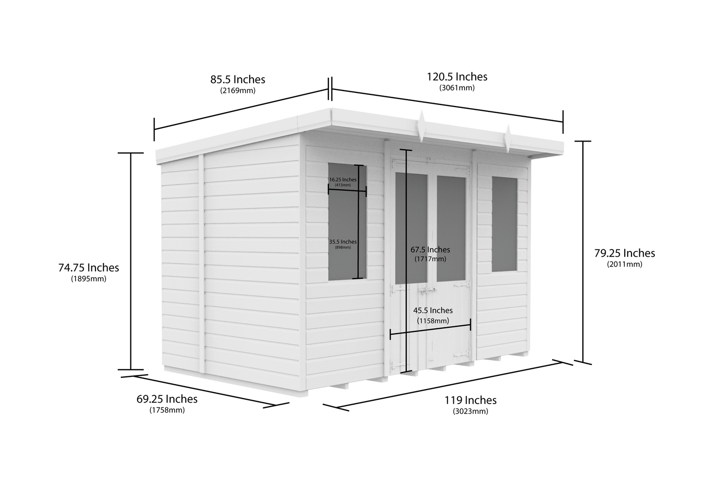 10 x 6 Pent Summer House - view 3