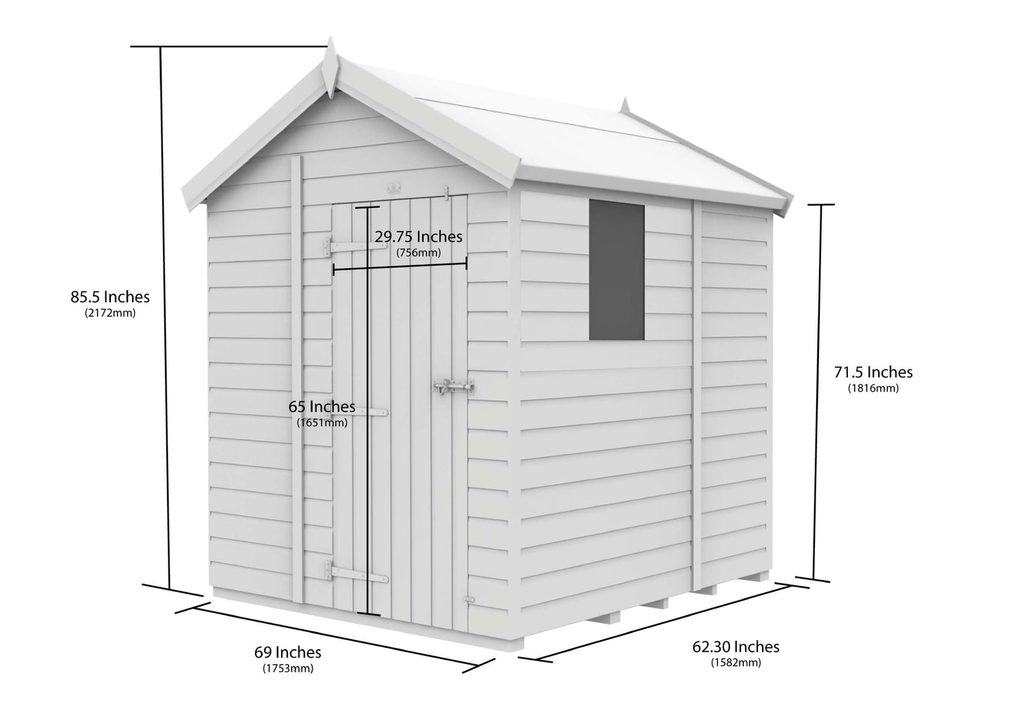 6 x 5 Apex Security Shed - view 6