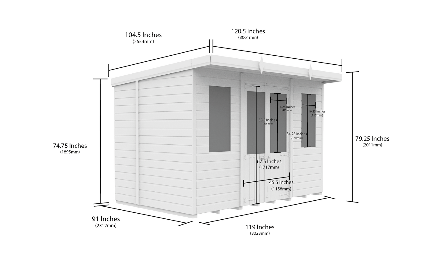 10 x 8 Pent Summer House - view 2