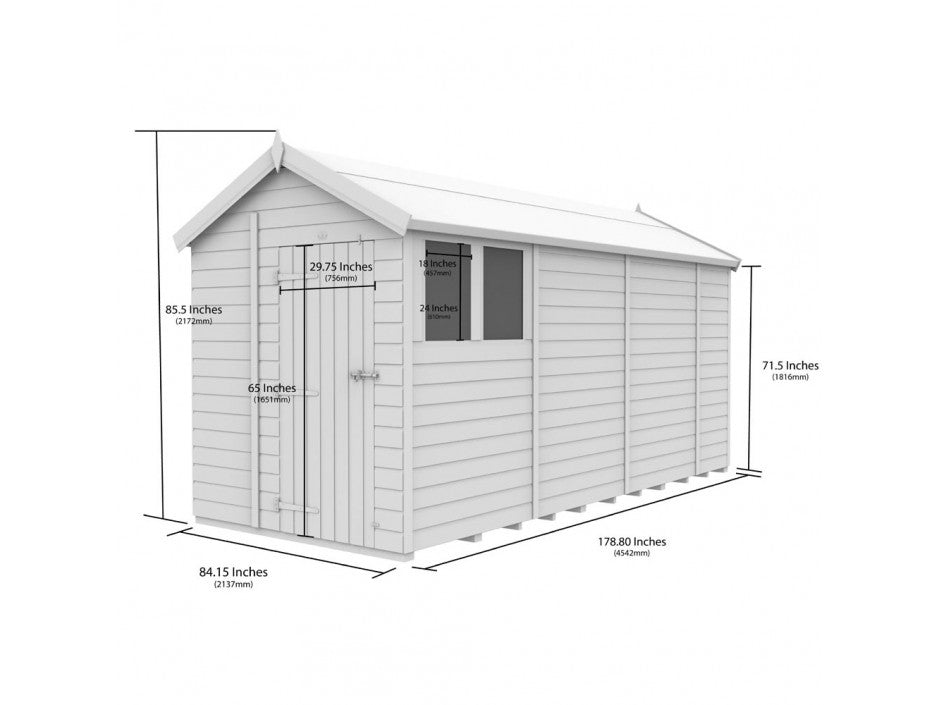 7 x 15 Apex Shed (Double Door, With Windows) - view 6