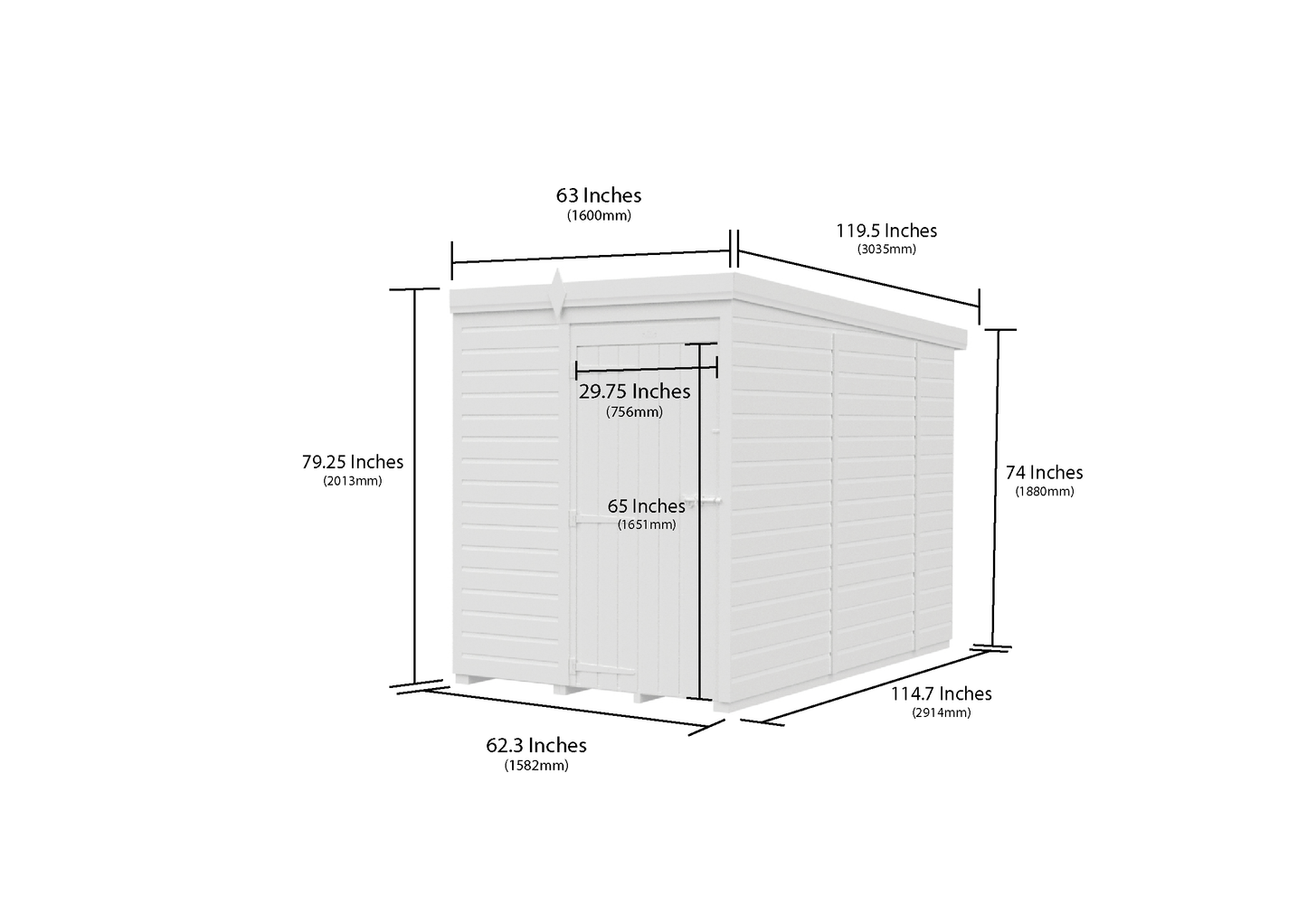 5 x 10 Pent Shed (Single Door, No Windows) - view 6