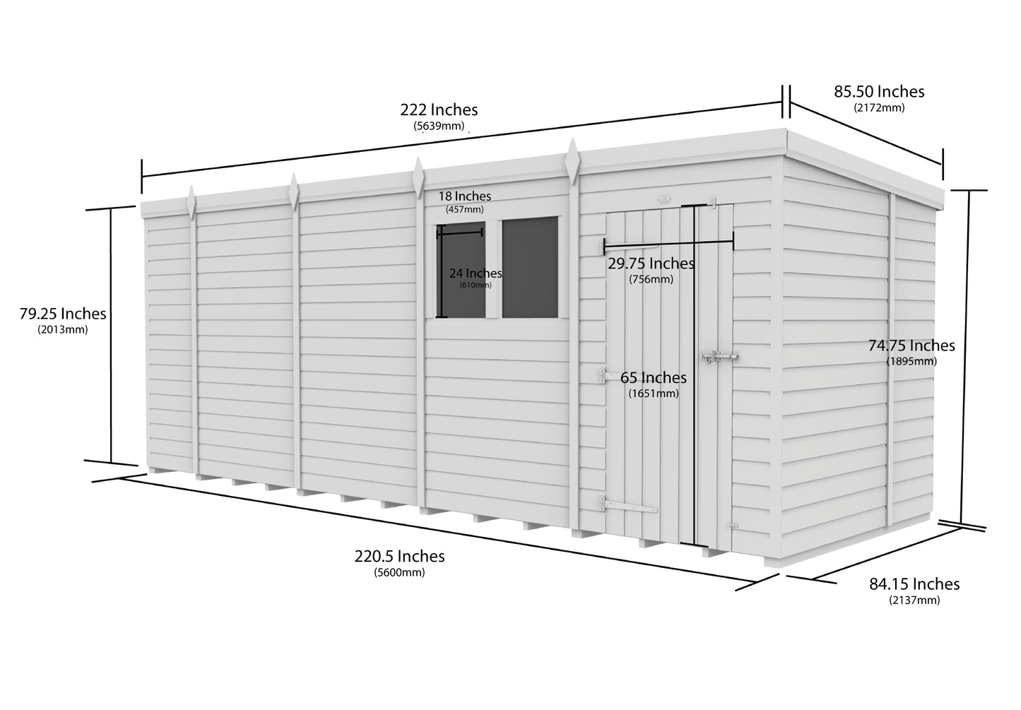 19 x 7 Security Pent Shed - view 6