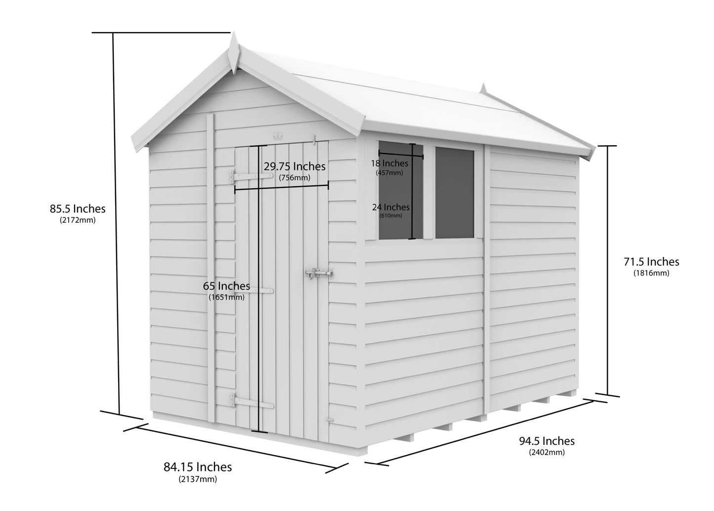 7 x 8 Apex Security Shed - view 6