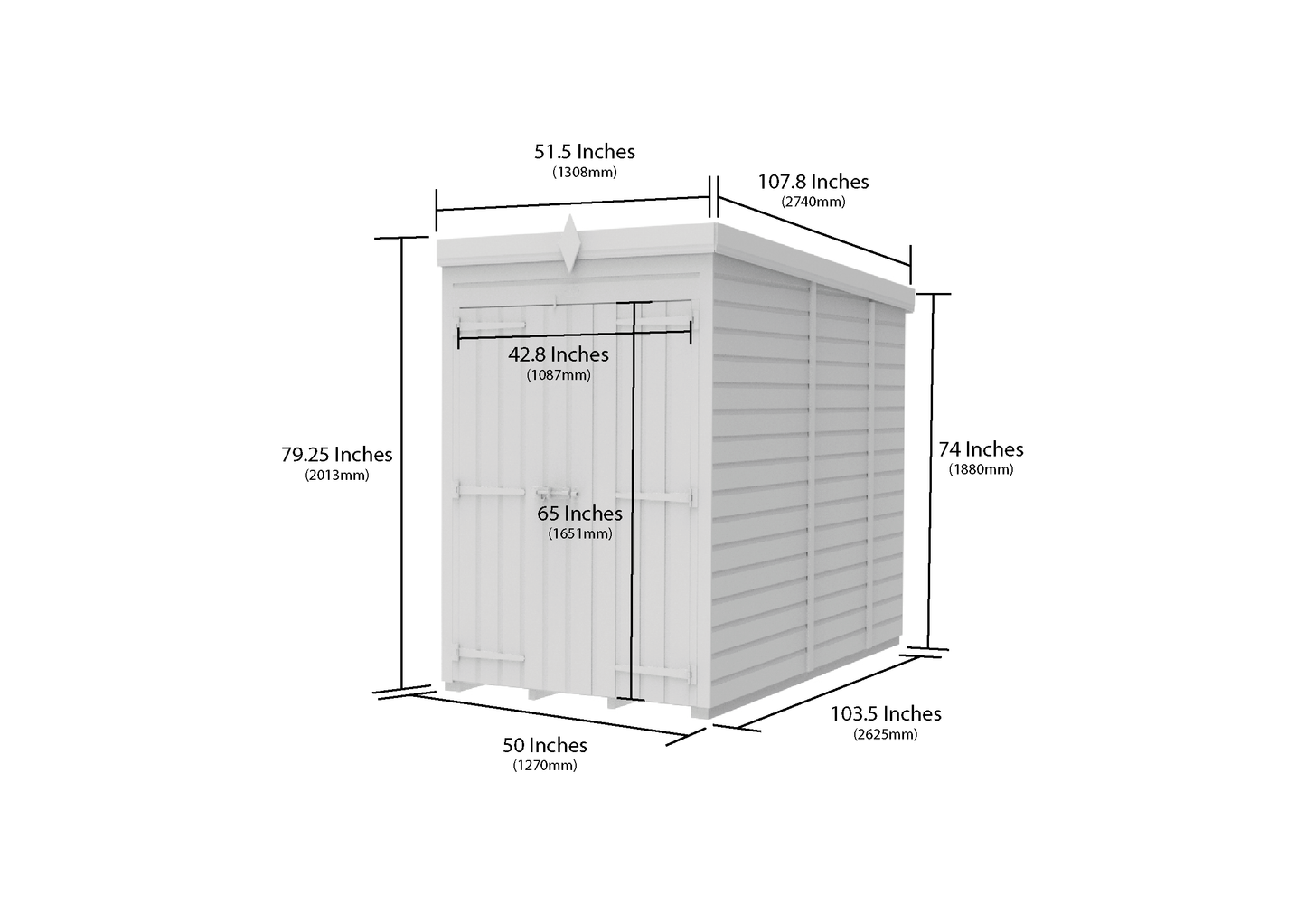 4 x 9 Pent Shed (Double Door, No Windows) - view 6