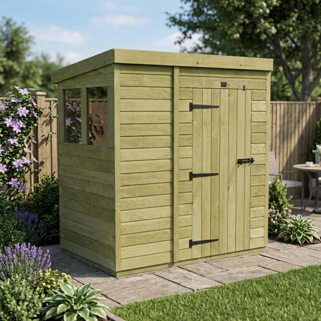 7 x 4 Pent Shed (Single Door, With Windows) - view 6