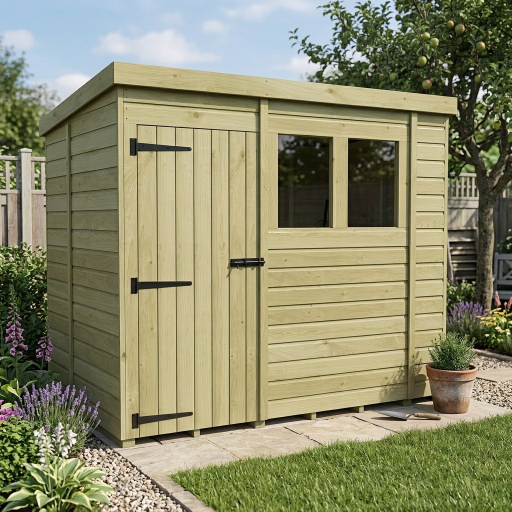 9 x 5 Pent Shed (Single Door, With Windows) - view 6