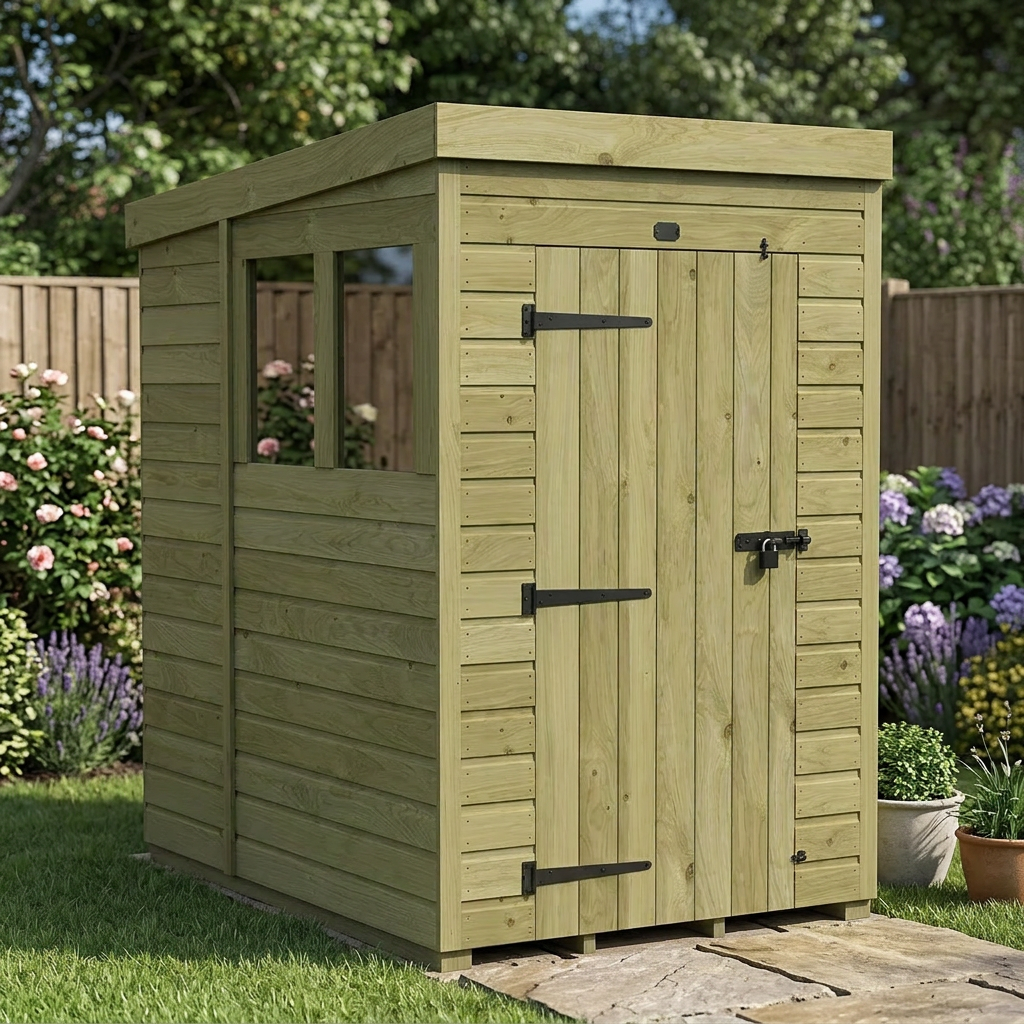 4 x 6 Pent Shed (Single Door, With Windows) - view 6