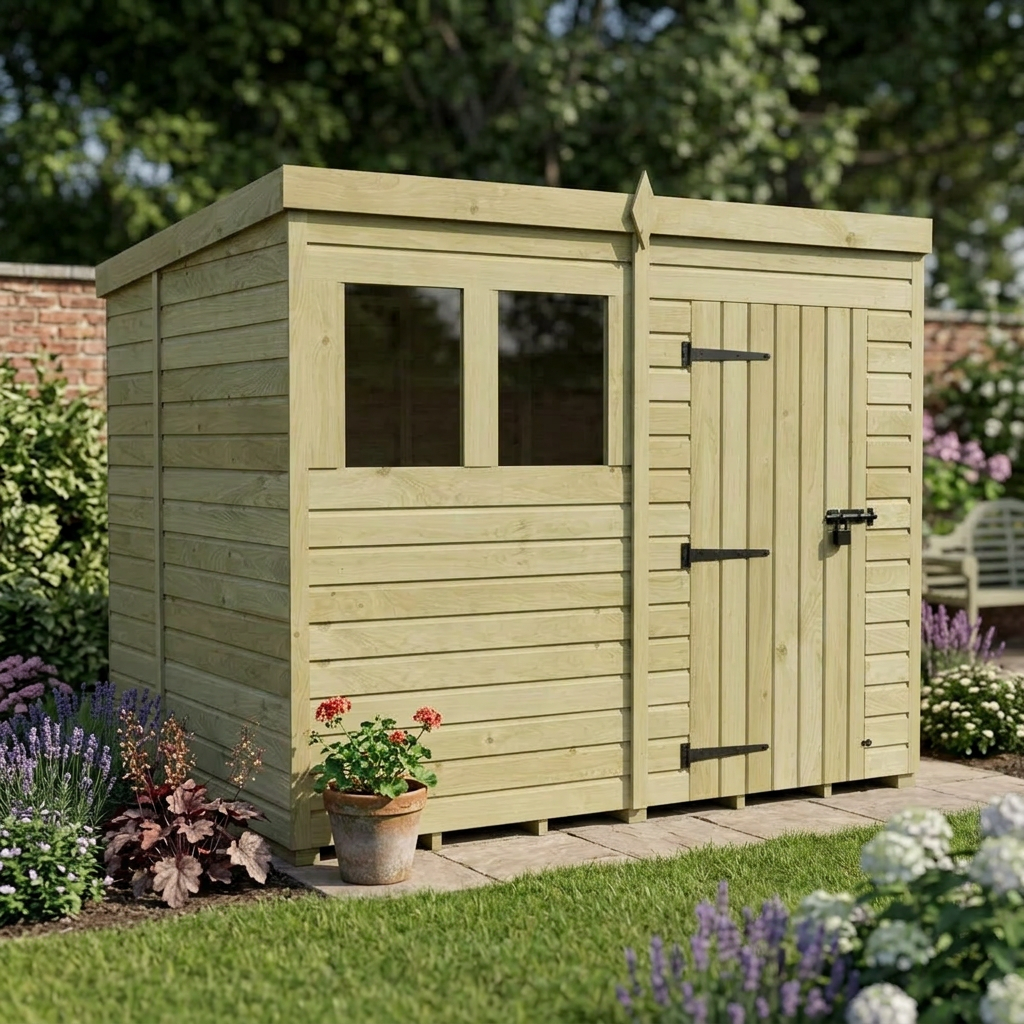 6 x 8 Pent Shed (Single Door, With Windows) - view 6