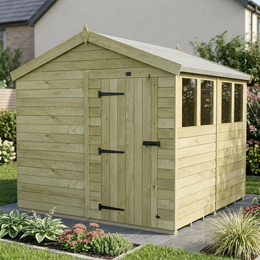 8 x 8 Apex Shed (Single Door, With Windows) - view 6
