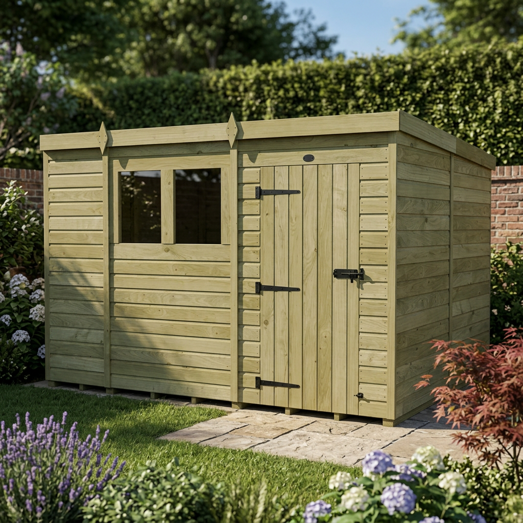10 x 8 Pent Shed (Single Door, With Windows) - view 6