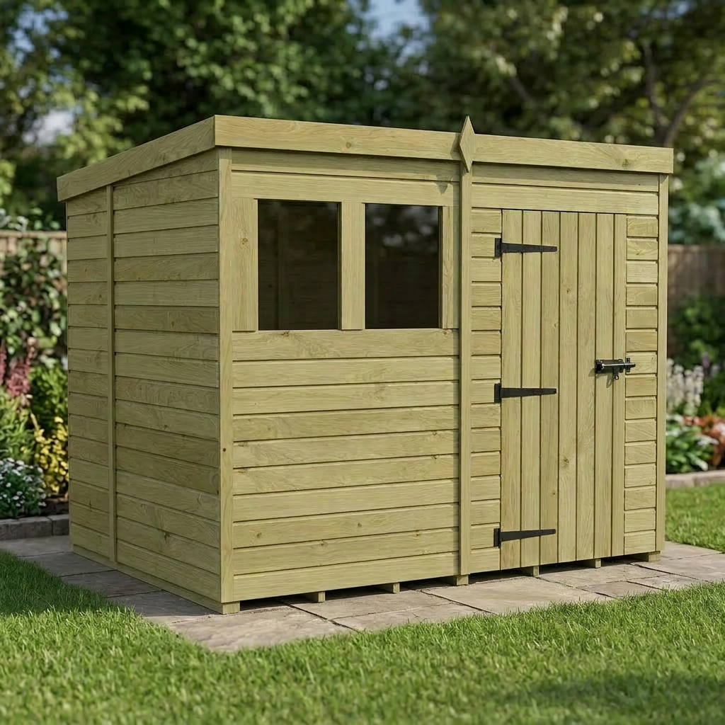 8 x 6 Pent Shed (Single Door, With Windows) - view 6