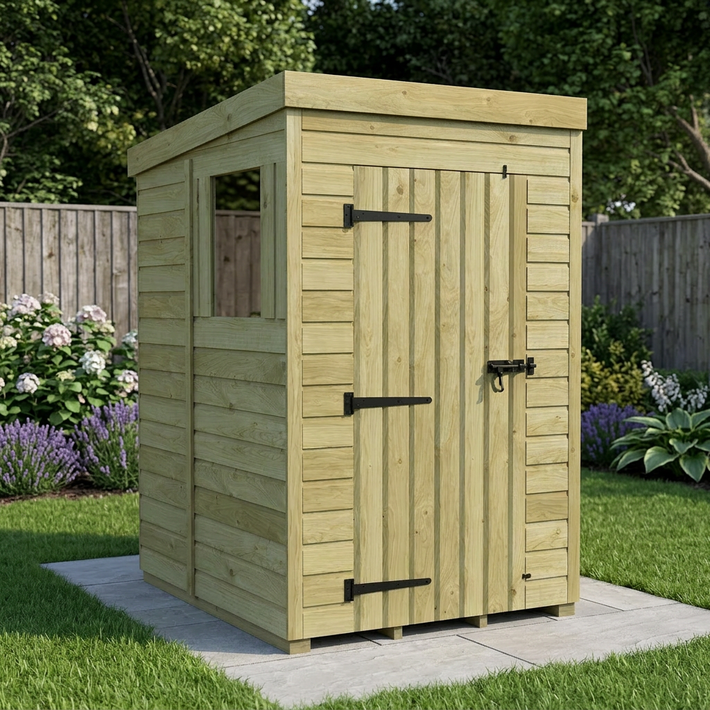 4 x 5 Pent Shed (Single Door, With Windows) - view 6