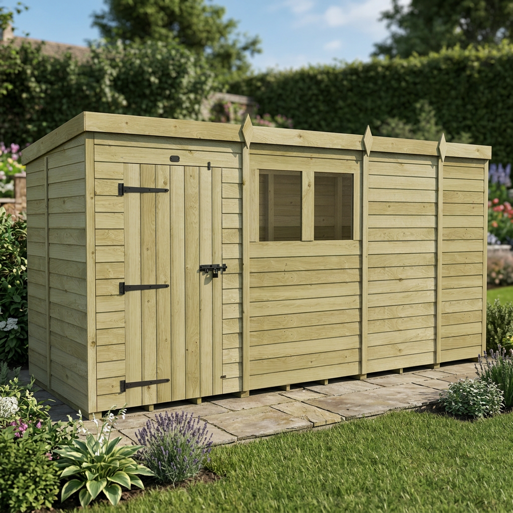 13 x 5 Pent Shed (Single Door, With Windows) - view 6