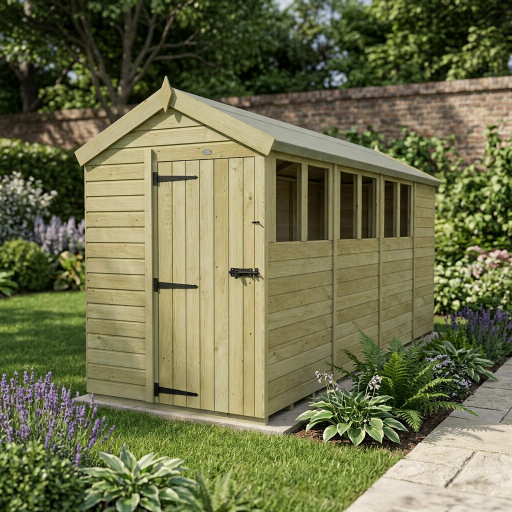 5 x 15 Apex Shed (Single Door, With Windows) - view 6