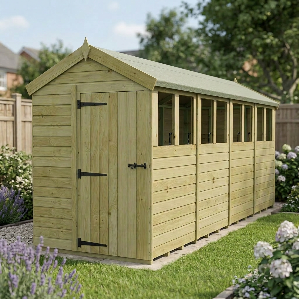 5 x 16 Apex Shed (Single Door, With Windows) - view 6