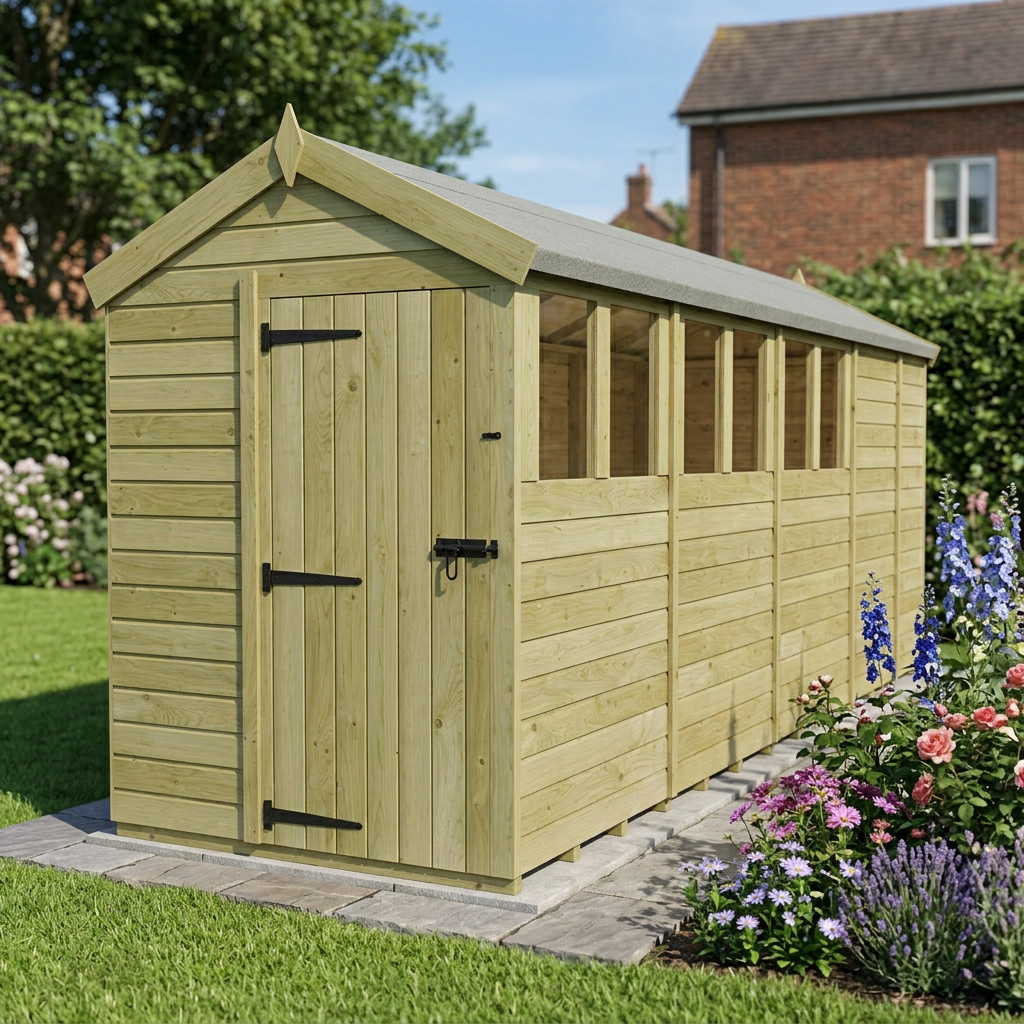 5 x 17 Apex Shed (Single Door, With Windows) - view 6