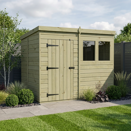 8 x 5 Pent Shed (Single Door, With Windows) - view 2