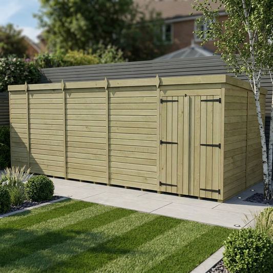 18 x 7 Pent Shed (Double Door, No Windows) - view 2