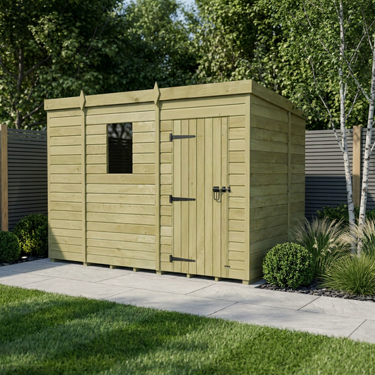 9 x 6 Pent Shed (Single Door, With Windows) - view 2
