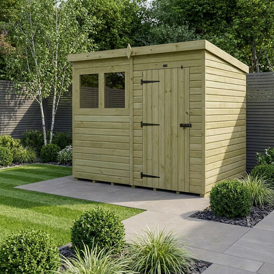 8 x 4 Pent Shed (Single Door, With Windows) - view 2