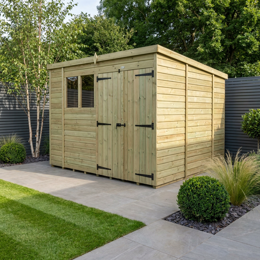 10 x 10 Pent Shed (Double Door, With Windows) - view 3