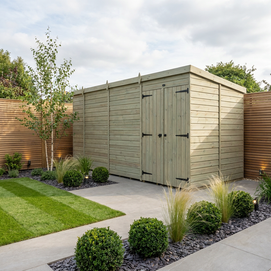 15 x 8 Pent Shed (Double Door, No Windows) - view 2