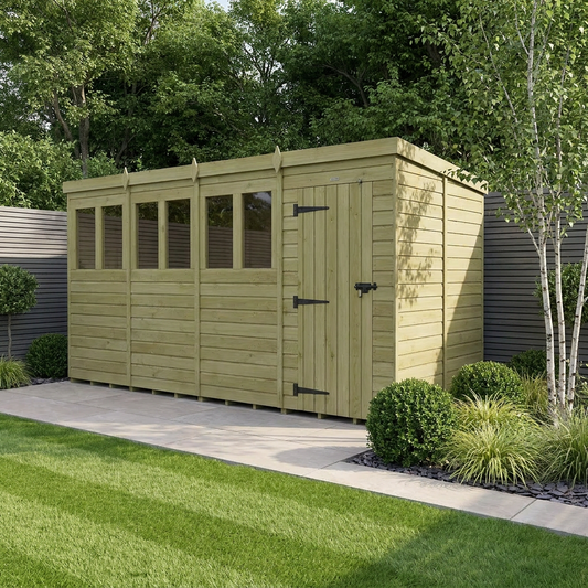 16 x 9 Pent Shed (Single Door, With Windows) - view 2