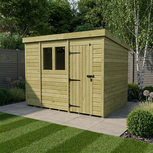 10 x 4 Pent Shed (Single Door, With Windows) - view 2