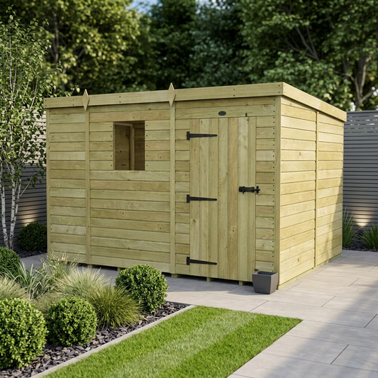 9 x 8 Pent Shed (Single Door, With Windows) - view 2