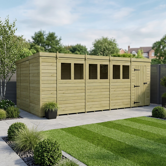 18 x 10 Pent Shed (Single Door, With Windows) - view 2