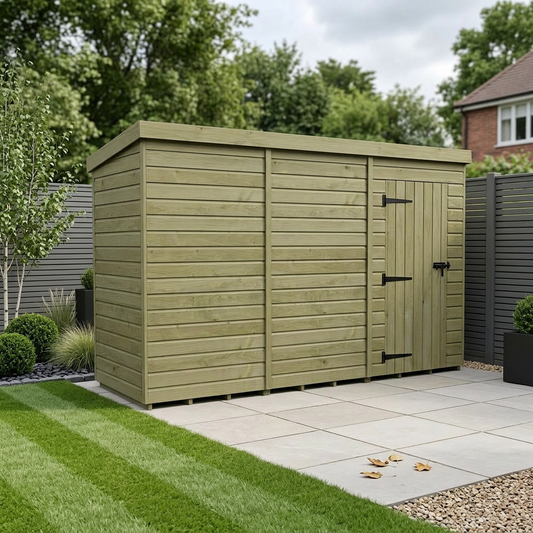 12 x 4 Pent Shed (Single Door, No Windows) - view 2