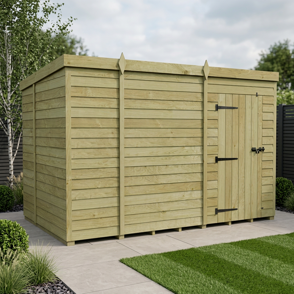 11 x 7 Pent Shed (Single Door, No Windows) - view 6