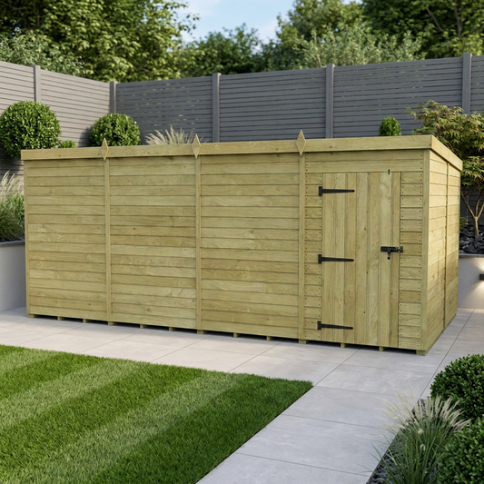 16 x 8 Pent Shed (Single Door, No Windows) - view 2