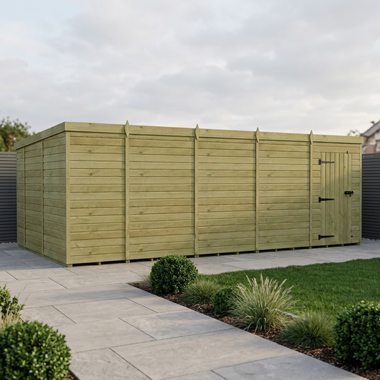 19 x 10 Pent Shed (Single Door, No Windows) - view 2