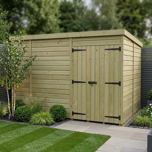 10 x 7 Pent Shed (Double Door, No Windows) - view 2