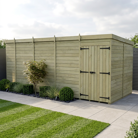 19 x 8 Pent Shed (Double Door, No Windows) - view 2