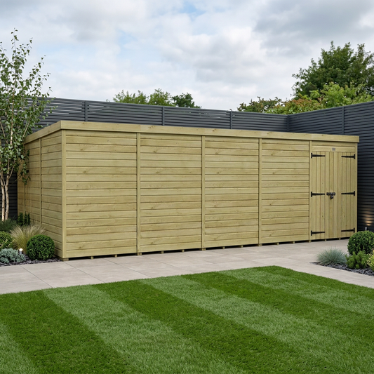 20 x 9 Pent Shed (Double Door, No Windows) - view 2