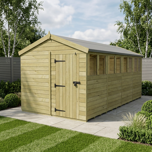 8 x 16 Apex Shed (Single Door, With Windows) - view 2